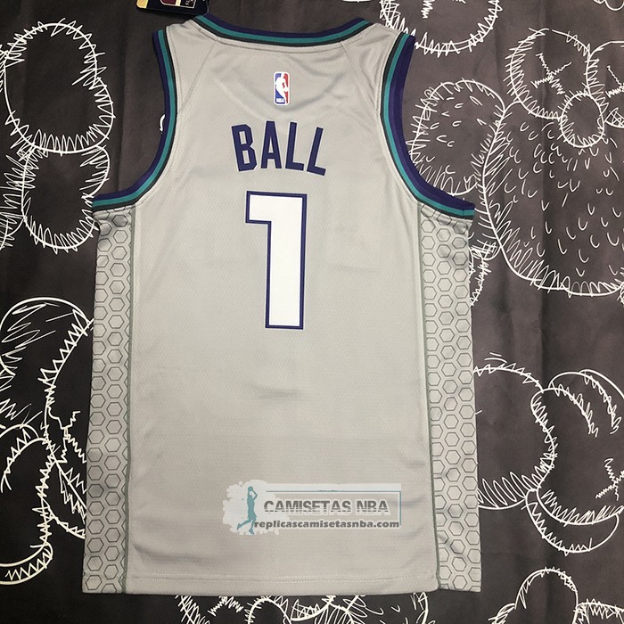 Camiseta Charlotte Hornets LaMelo Ball NO 1 Ciudad Edition Gris